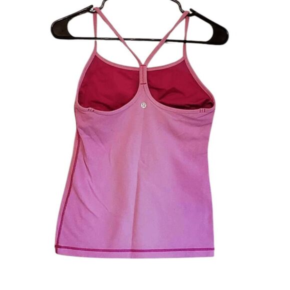 LULULEMON ATHLETICA Power Y Tank in Paris Pink White Microstripe Size 6 - Picture 3 of 4
